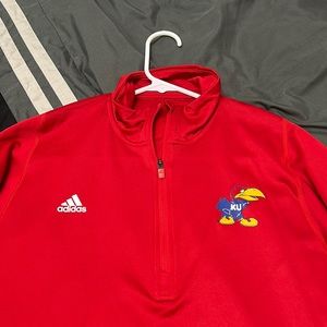 small adidas red KU quarter zip no tags